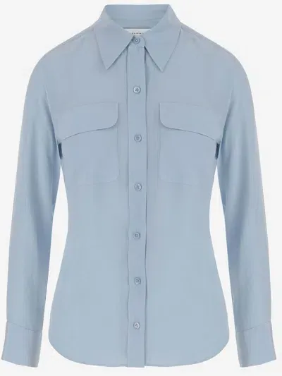 Equipment Silk Shirt In Clear Blue