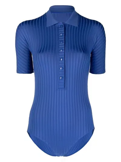 Eres Cachaca Ribbed Short-sleeve Swimsuit In Blau