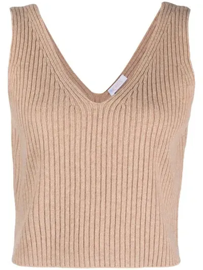 Eres Raphaelle Ribbed-knit Top In Craft