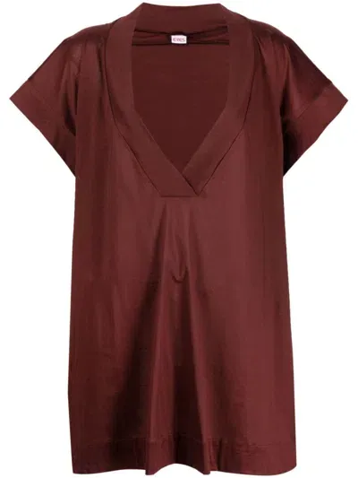 Eres Renee V-neck Tunic Top In Brown