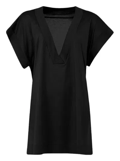 Eres Cotton Jersey Beach Dress In Black