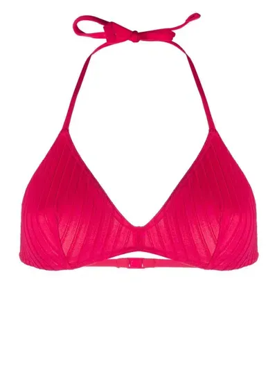 Eres Ribbed Triangle Bikini Top In Rosa