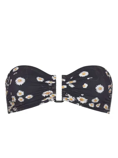 Eres Tendrement Floral-print Bikini Top In Black