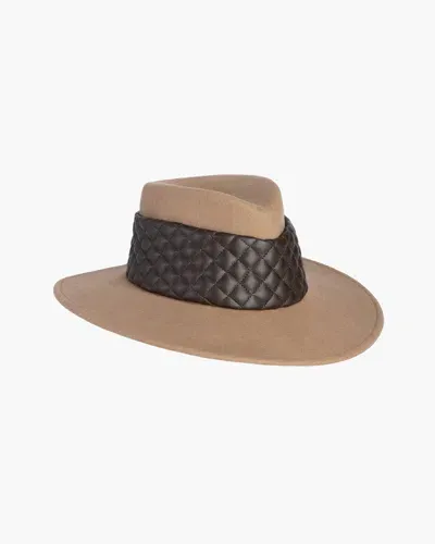 Eric Javits Quilty Fedora Hat In Camel/brown