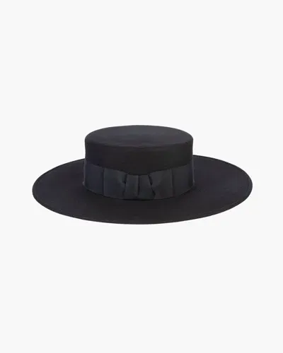 Eric Javits Wool Gaucho Boater Hat In Originalblack