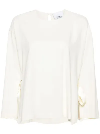 Erika Cavallini Wide Open-sleeves Blouse In White