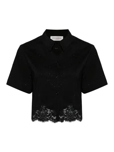 Ermanno Firenze Embroidered Cotton Shirt In Black