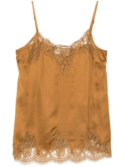 Ermanno Firenze Floral-lace Tank Top In Nocciola