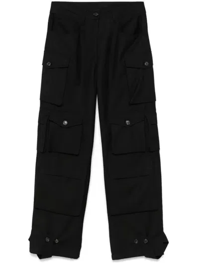 Ermanno Firenze Straight Cargo Trousers In Schwarz