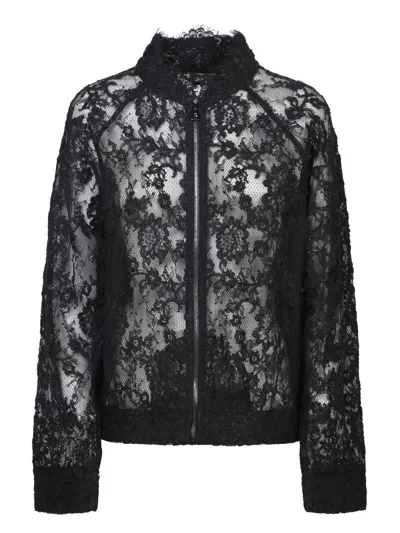 Ermanno Scervino Black Lace Bomber Jacket