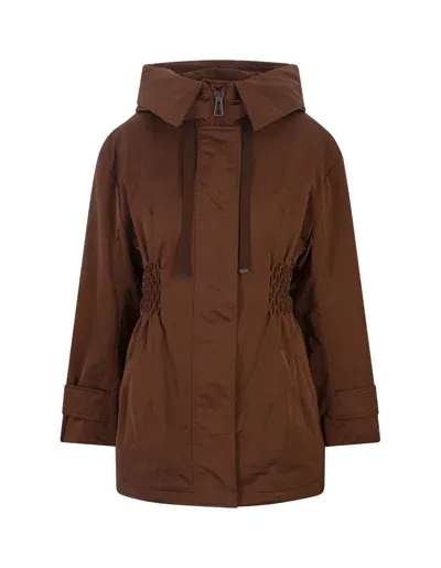 Ermanno Scervino Brown Midi Down Jacket With Elasticated Waistband