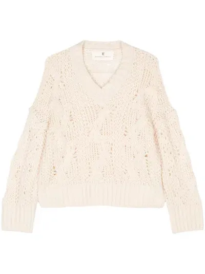 Ermanno Scervino Cable-knit Sweater In Neutrals