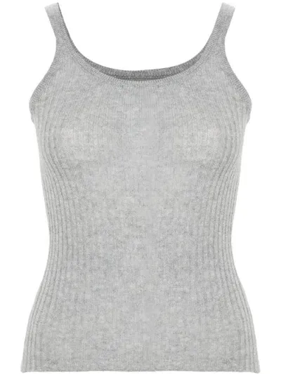 Ermanno Scervino Ribbed Cashmere Tank Top In Grey