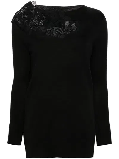 Ermanno Scervino Corded-lace Sweater In Black