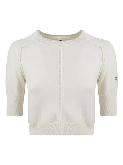 Ermanno Scervino Cropped T-shirt In Snow White