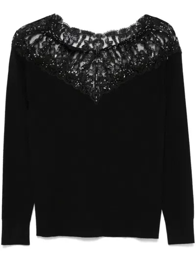 Ermanno Scervino Crystal-embellished Sweater In Black