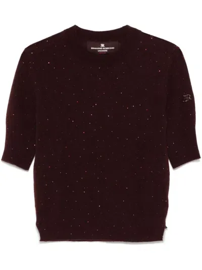 Ermanno Scervino Crystal-embellished Sweater In Brown