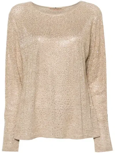 Ermanno Scervino Crystal-embellished T-shirt In Neutrals