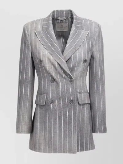 Ermanno Scervino Plastered Double Breast Blazer Jacket In Grey