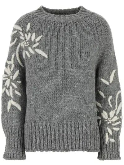 Ermanno Scervino Embroidered Alpaca-blend Jumper In Grau