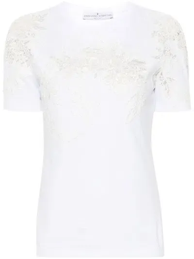 Ermanno Scervino Embroidered Jersey T-shirt In White