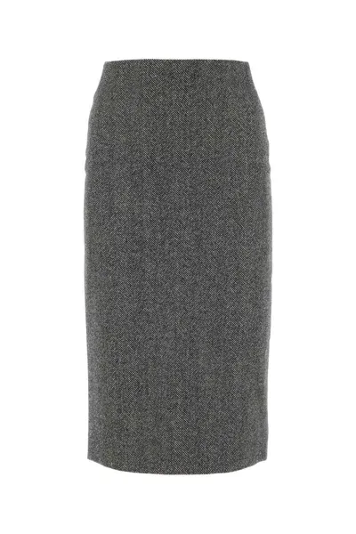 Ermanno Scervino Embroidered Stretch Wool Blend Skirt In Multi