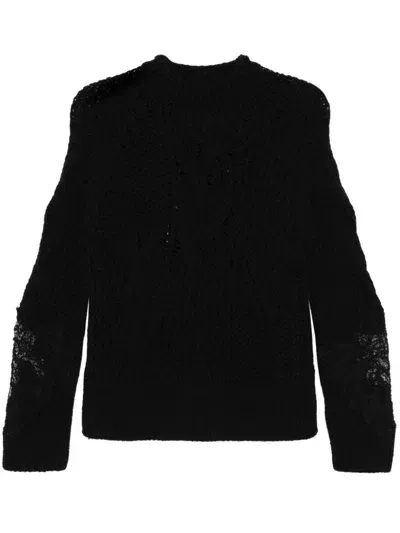 Ermanno Scervino Embroidered Wool Sweater In Black