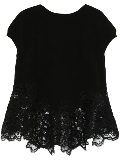 Ermanno Scervino Embroidered Wool T-shirt In Black