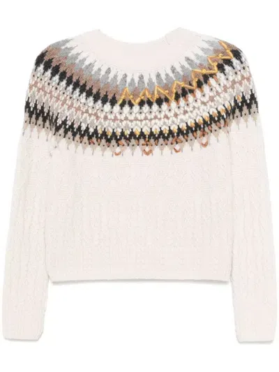 Ermanno Scervino Fair-isle Sweater In Neutrals