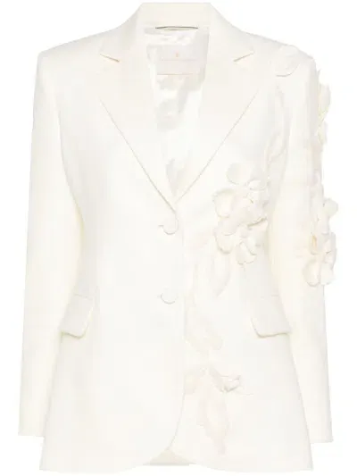 Ermanno Scervino Floral Appliqué Blazer In White