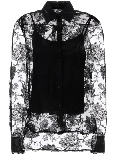 Ermanno Scervino Floral-lace Shirt In Black