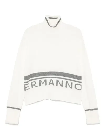 Ermanno Scervino Junior Kids' Intarsia-knit Logo Sweater In White