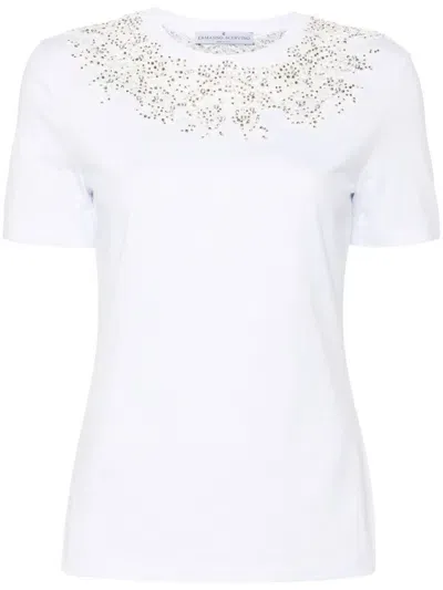 Ermanno Scervino Lace-detail Crystal-embellished T-shirt In White