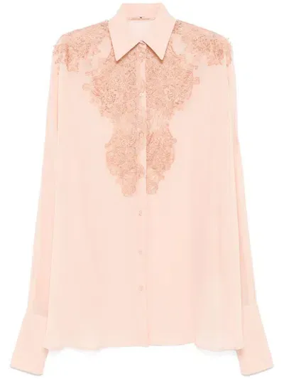 Ermanno Scervino Lace-detail Shirt In Neutrals