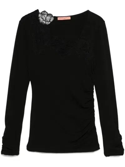 Ermanno Scervino Lace-embellished T-shirt In Black