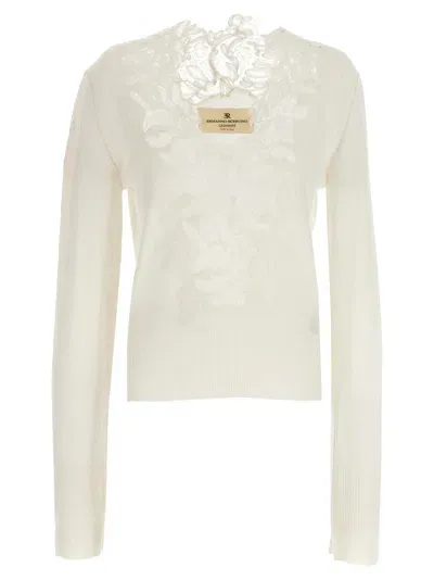 Ermanno Scervino Lace Insert Sweater In White