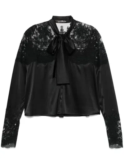 Ermanno Scervino Lace-panel Shirt In 黑色