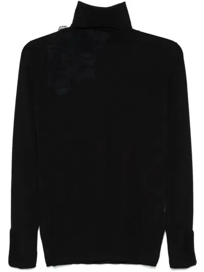 Ermanno Scervino Lace-panel Turtleneck Sweater In Black