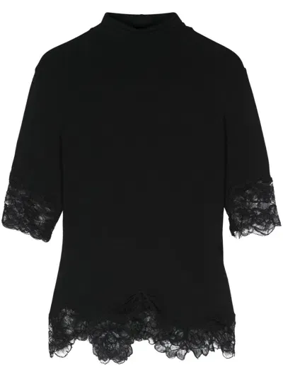 Ermanno Scervino Lace-panelled T-shirt In Black