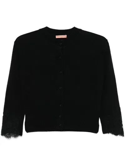 Ermanno Scervino Lace-trim Cardigan In Black