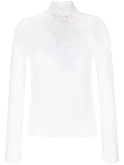 Ermanno Scervino Lace-embellished Virgin-wool Jumper In Neutrals