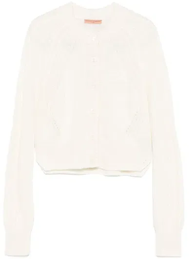 Ermanno Scervino Logo-embroidered Cardigan In Neutrals