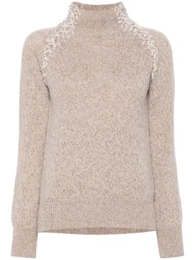 Ermanno Scervino Marl-knit Sweater In Beige