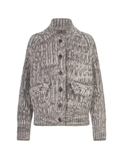 Ermanno Scervino Melange Wool Single-breasted Bomber Jacket In Grey