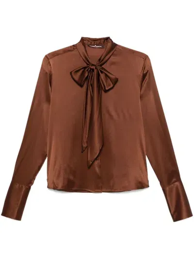 Ermanno Scervino Pussy-bow Collar Shirt In Brown