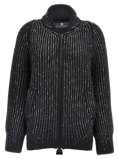 Ermanno Scervino Rhinestone Cardigan In Gray