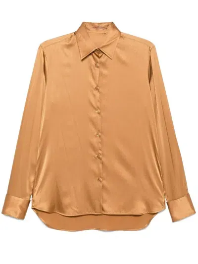 Ermanno Scervino Satin Shirt In Brown