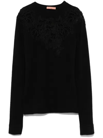 Ermanno Scervino Lace-embroidered Sweater In Black