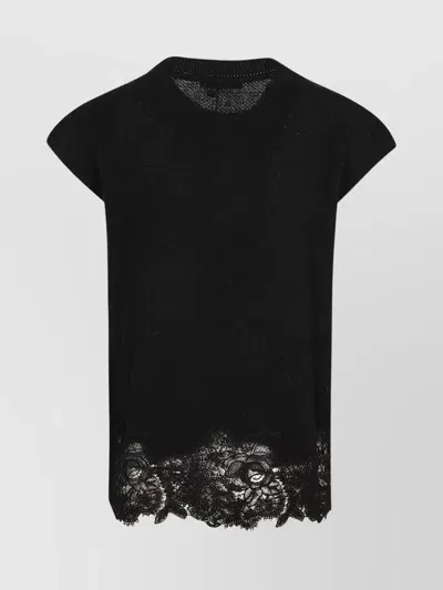 Ermanno Scervino Short Sleeve Crew Neck Knit Top In Black