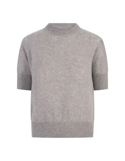 Ermanno Scervino Short-sleeved Sweater In Grey Cashmere